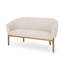 Beige avec surpiqûres en canaux et pieds en bois d'hévéa brun, look Mid-Century moderne, tissu d'assemblage, coutures, requis