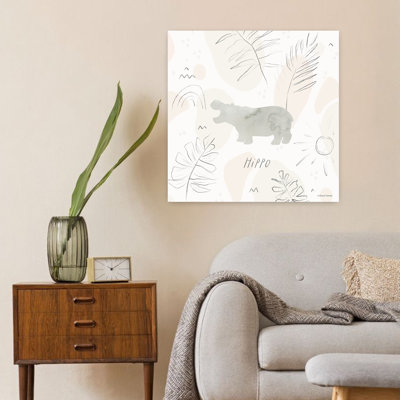 Jungle Safari, art contemporain abstrait hippopotame