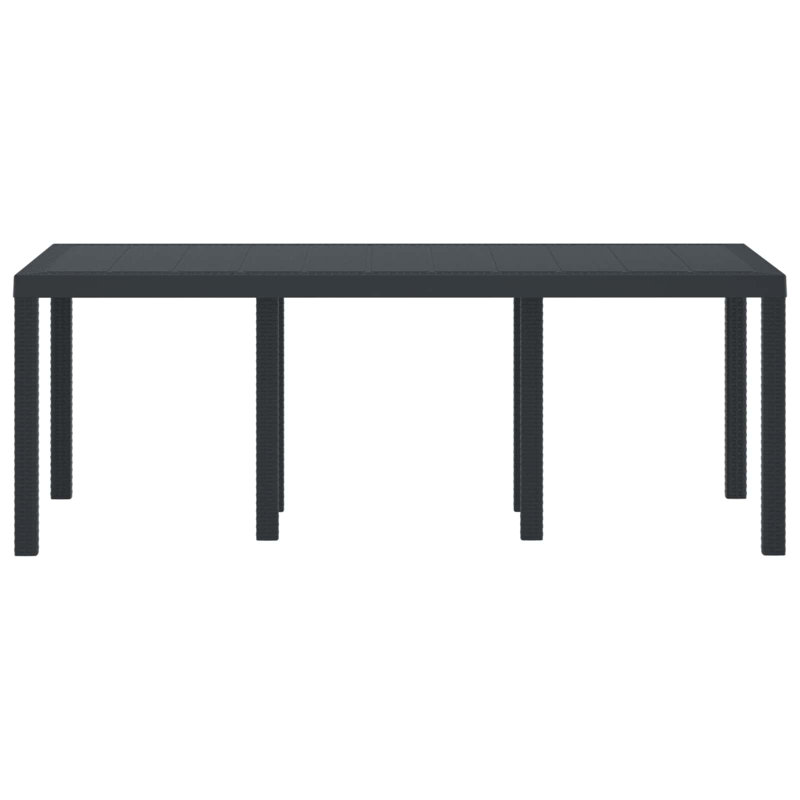 Garden Table Poly Rattan, 73cm H x 200cm W x 100cm D, Anthracite