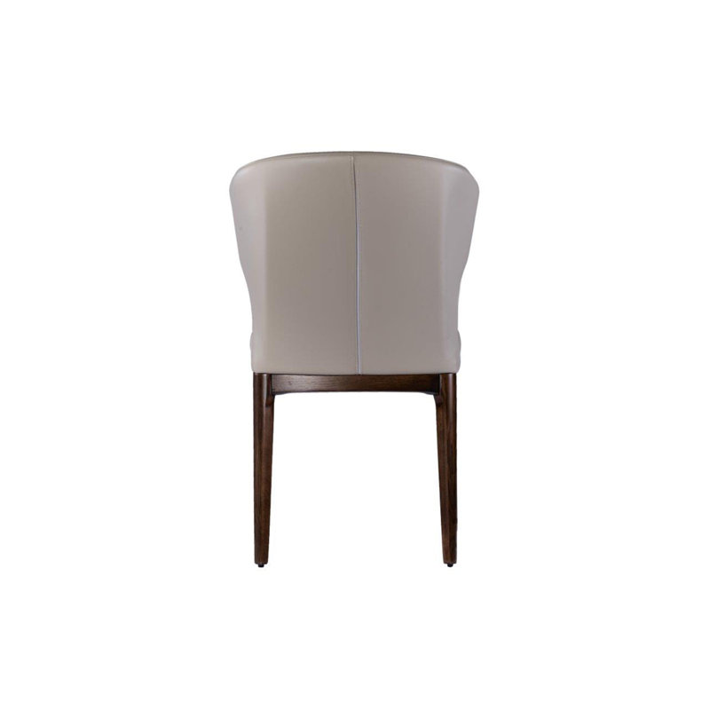 Chaise d'appoint rembourrée en cuir Kashiff, Noyer, Amande gris clair