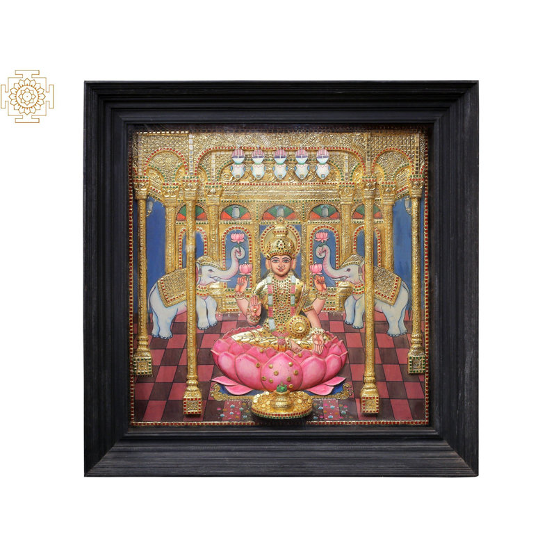 Déesse Lakshmi dans un Mandap Tanjore, peinture