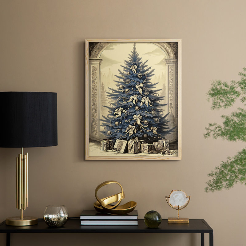 «Christmas Holiday Art CDXCVI», reproduction d'art encadrée - bois massif, Naturel, H 21 po x l 17 po