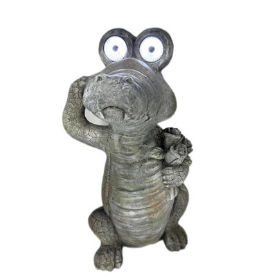 Romeo Crocodile Solar LED Garden Statue 17.3"