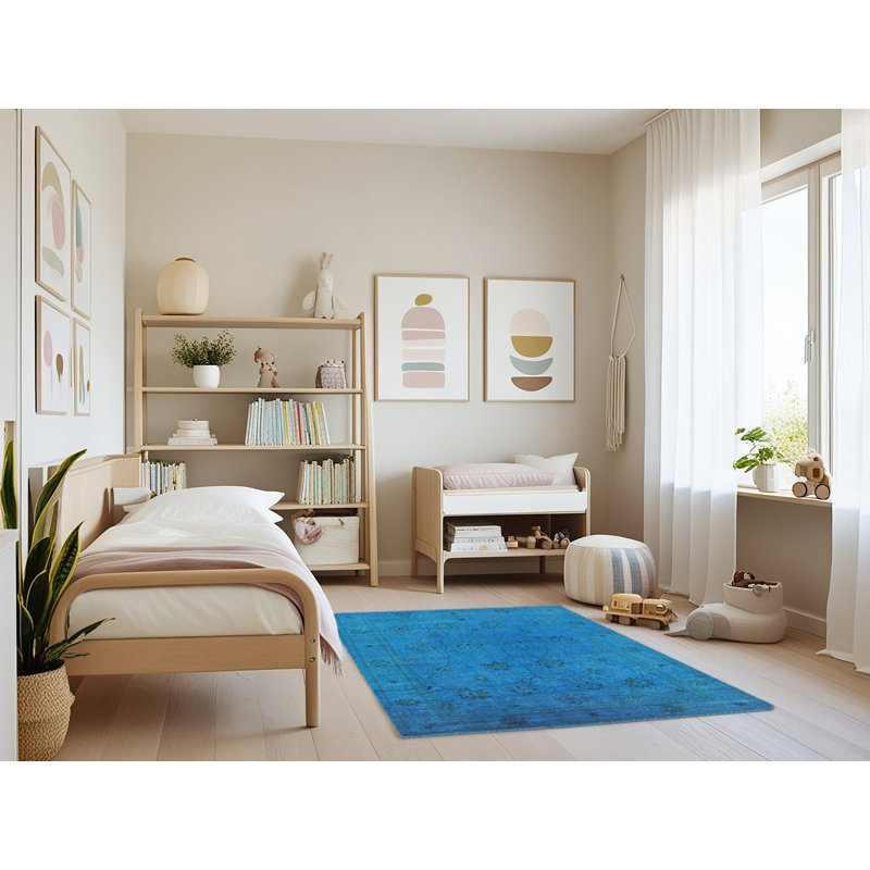 Tapis floral bleu, Rectangle 4 pi x 6 pi