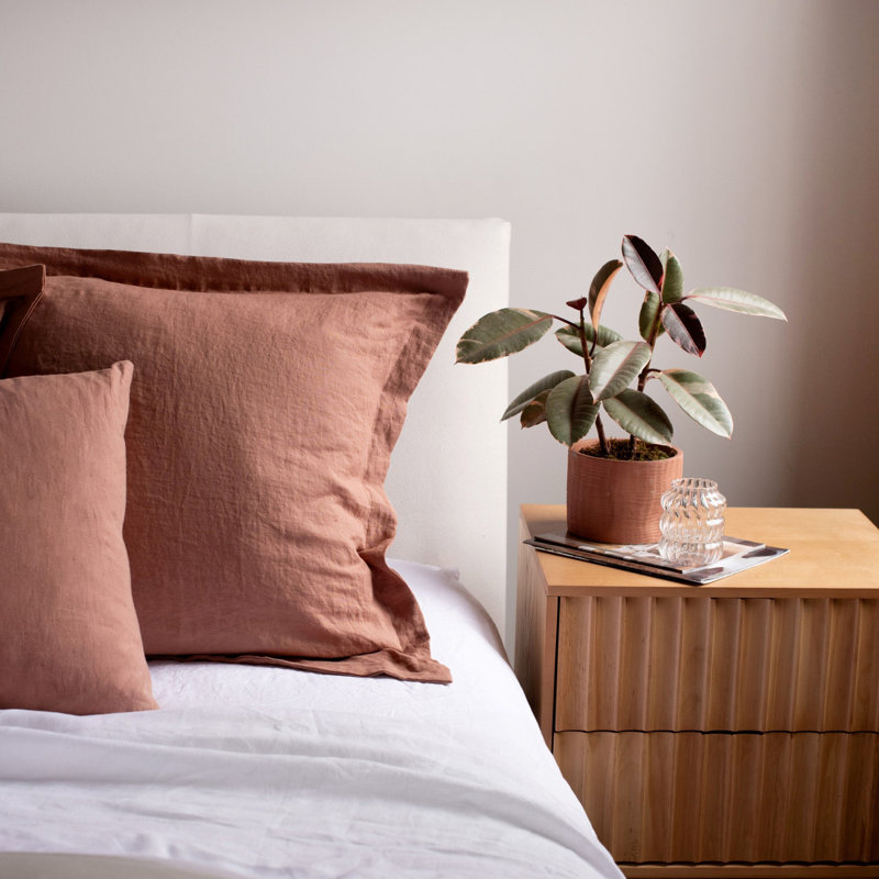 26" X 26" French Linen Euro Pillow With Flange, Clay