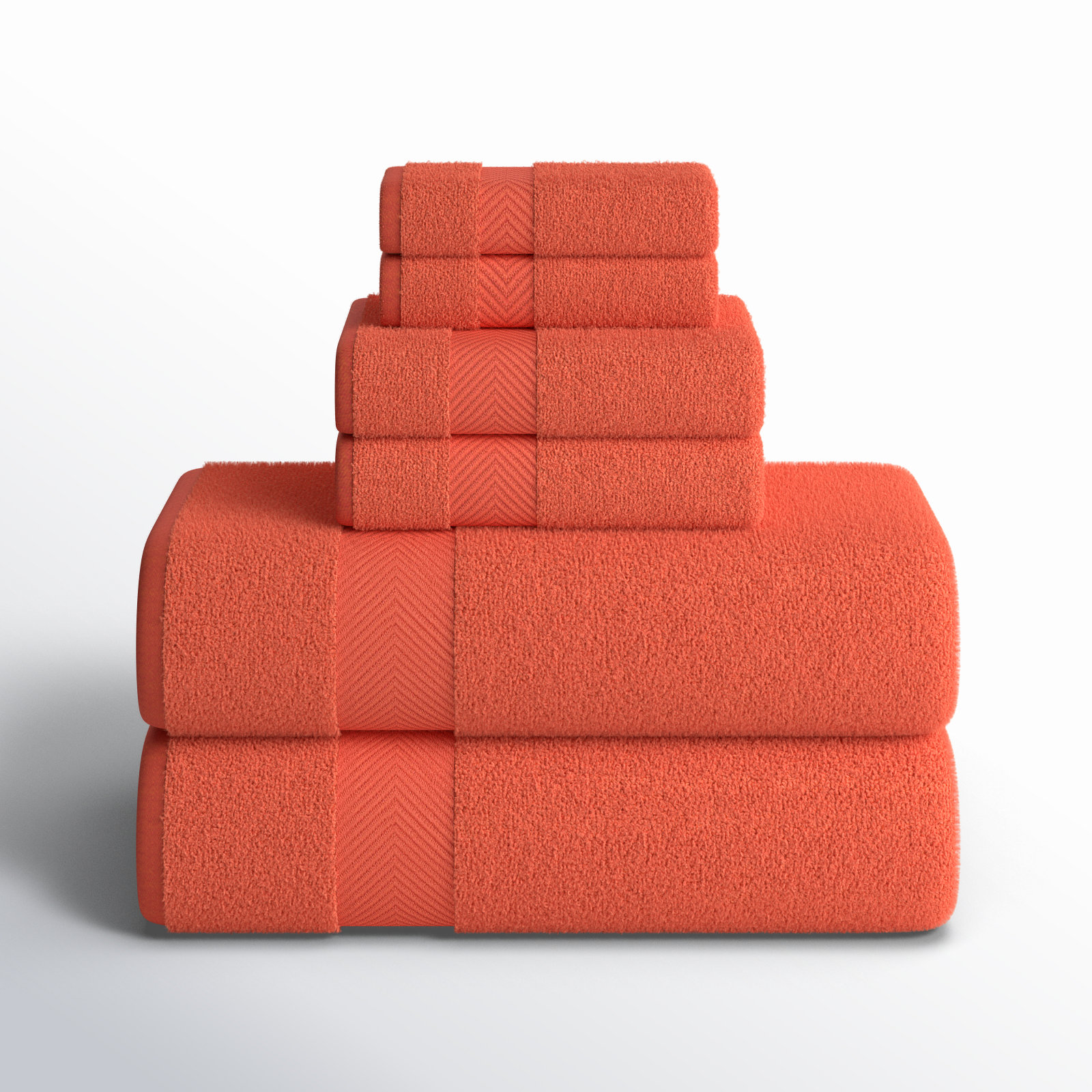 Hamachi 6-Piece Cotton Towel Set, Brick, 6 Piece Towel Set