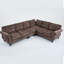 Canapé modulaire modulaire, accoudoirs roulés décorés et rivets, canapé en L, canapé d'angle, chenille, 6 places, 7 coussins de dossier-417195333