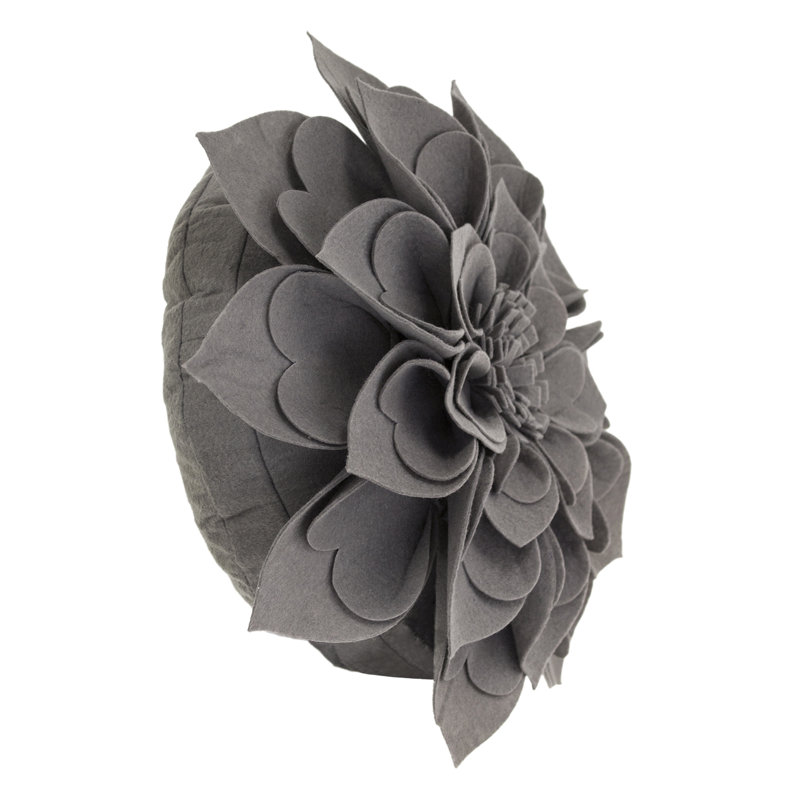 Floral Throw Pillow, 13" x 13", Slate