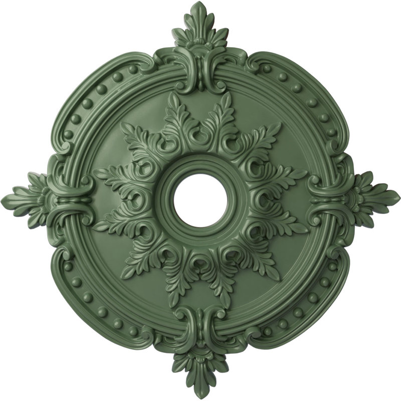 Endurathane Benson Classic Ceiling Medallion, 28 3/8"OD x 3 3/4"ID x 1 5/8"P (Fits Canopies up to 6 1/2"), Hand-Painted Athenian Green Finish