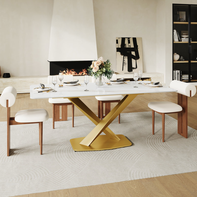 Table de salle à manger Morden, H 29,5 po x L 71 po x l 35,4 po, Doré