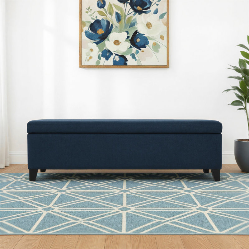 Grand rangement/repose-pieds rectangulaire de 50,5 po Afrim, Mélange de polyester bleu marine