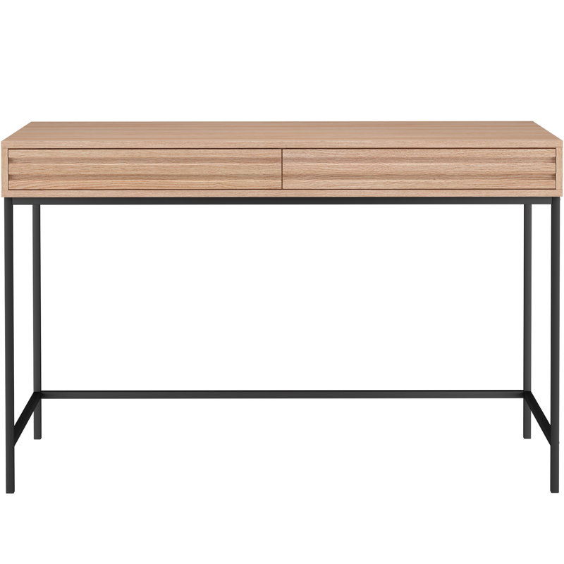Ivia Metal Base Writing Desk, Oak