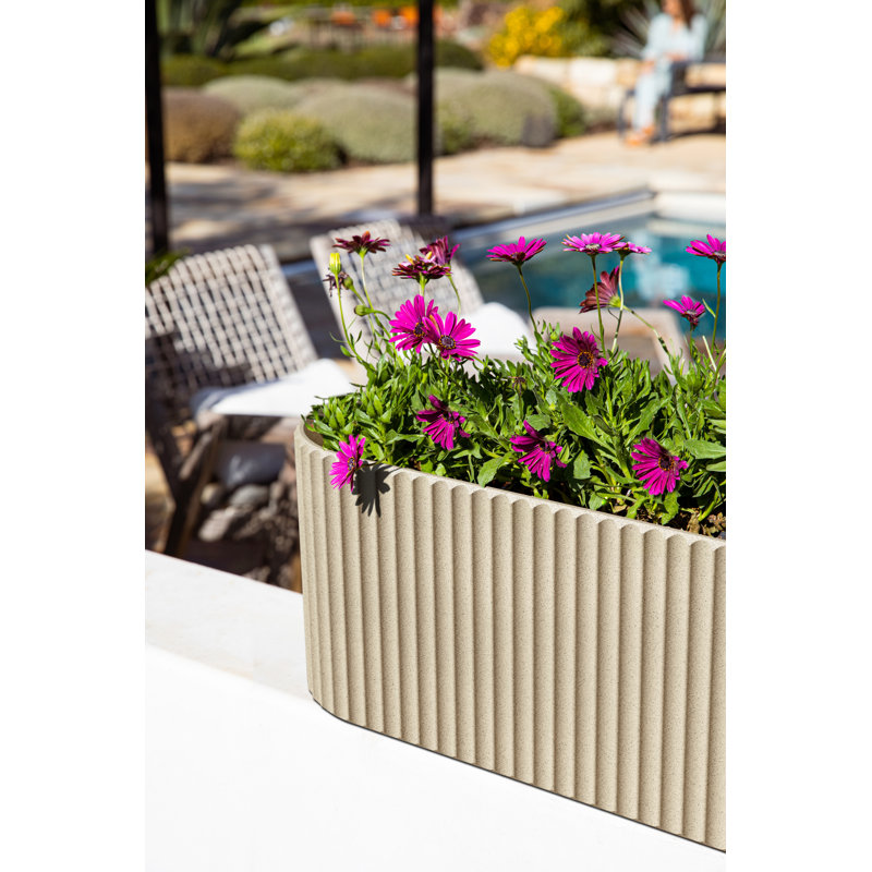 Sandstone 36" Plastic-Stone Outdoor Window Box Planter Set