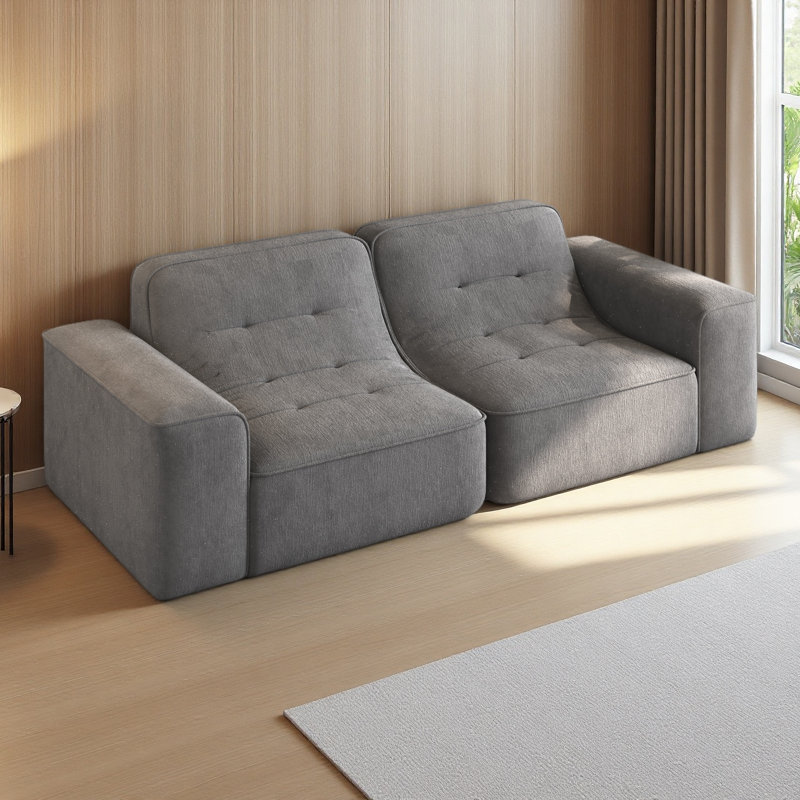 83.6" Modular Sectional 3-Seater Sofa With Tufted Design,Deep Seat Couch For Living Room, Gray Polyester