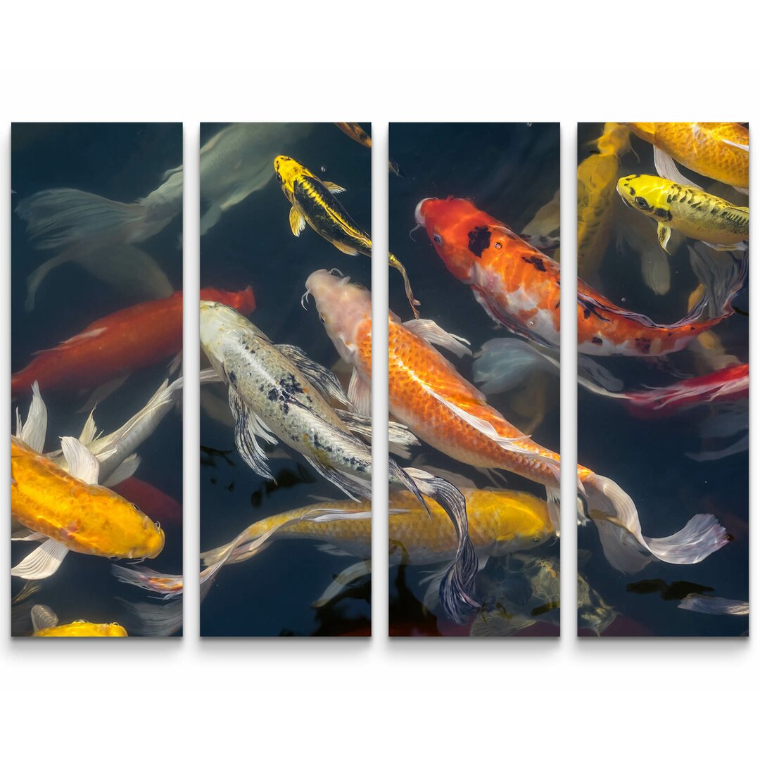 4-tlg. Leinwandbilder-Set Koi Fische im Teich