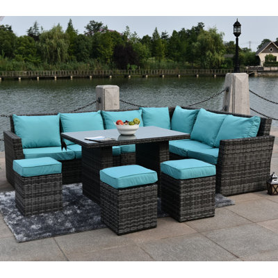 Housse de coussin en rotin 5 pièces Dengler
