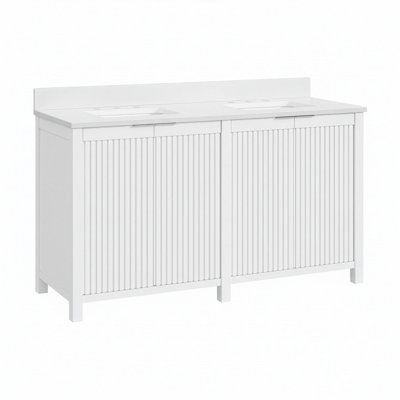 Through Lines 60" Cherry Double Bathroom Vanity