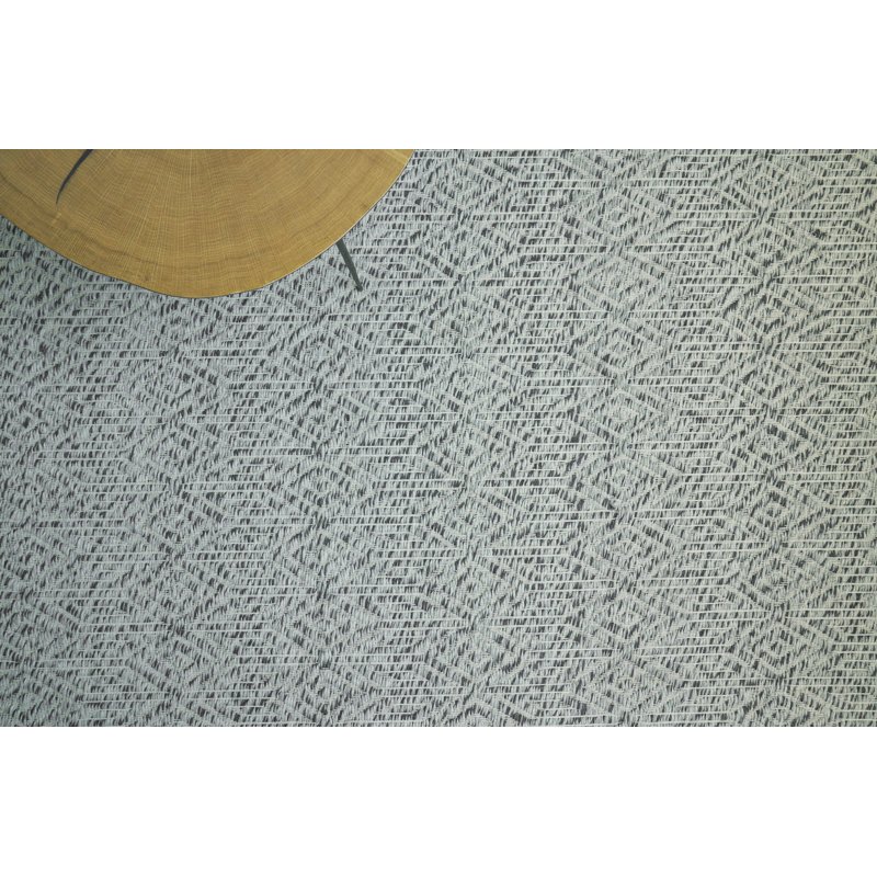 Woven Earth Wool Geometric Area Rug in Silver, Rectangle 14' x 18'