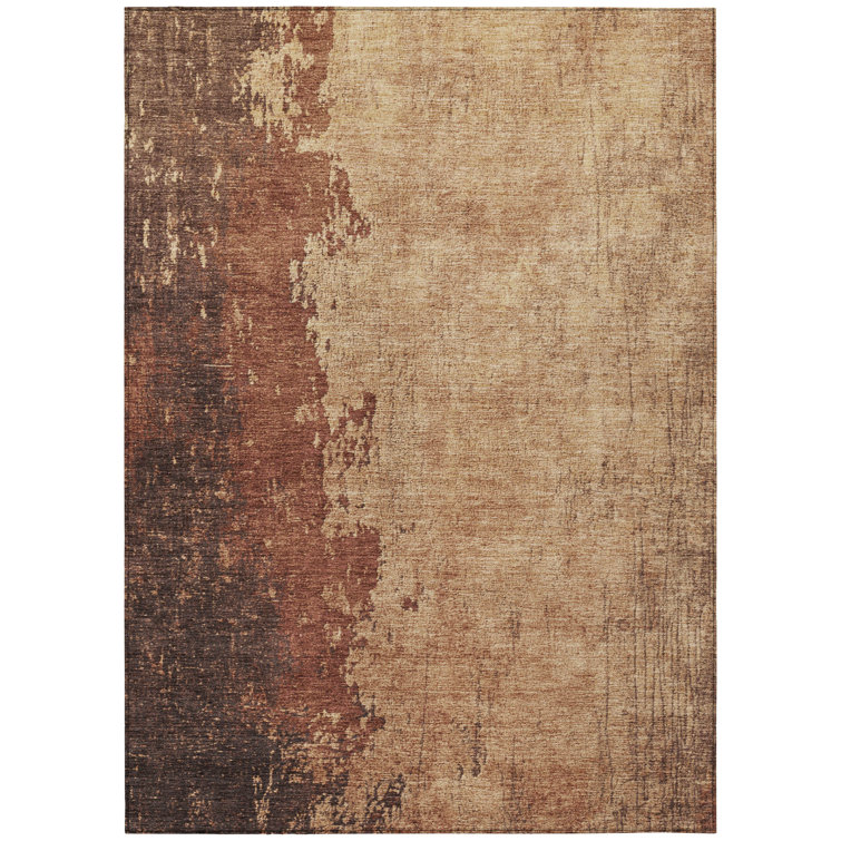 Machine Washable Indoor/Outdoor Xhevrie Paprika Rug