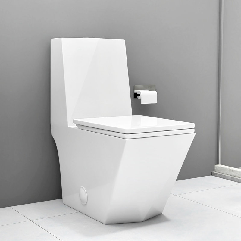 Yingze Modern One-Piece Elongated Toilet, Dual Flush 1.1/1.6 GPF, Chair Height with Soft-Close Seat, White