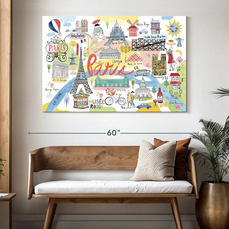 Kavia Paris Map Light, 34" H x 51" W