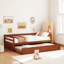 Twin Size Trundle Daybed Wooden Slat Support Mattress Platform For Kids White