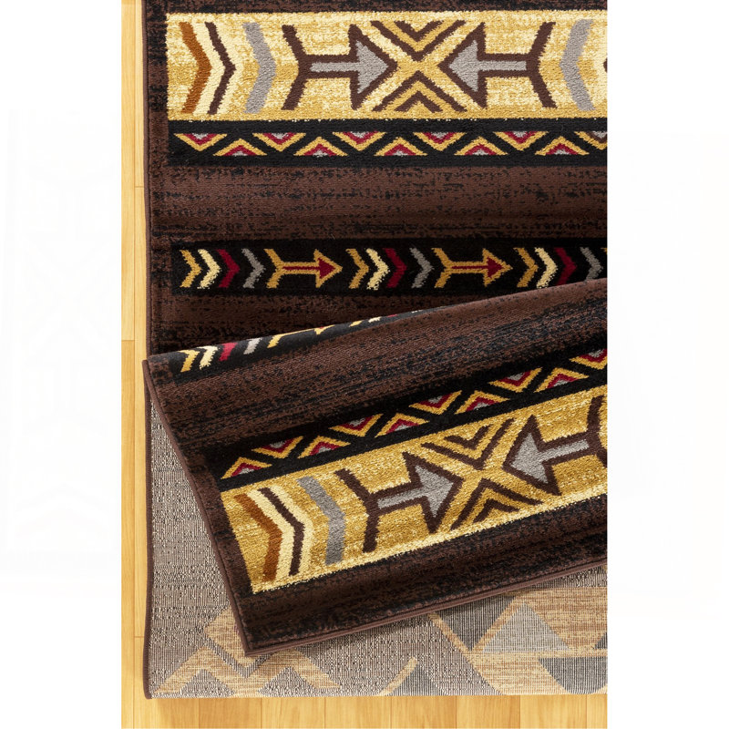 Brown Southwest Area Rug, Rectangle 5'3" x 7'3"