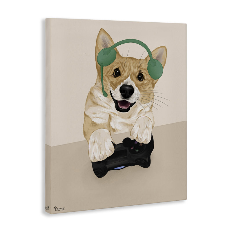 «Happy Gamer Dog» par Tara Royle, H 20 po x l 16 po
