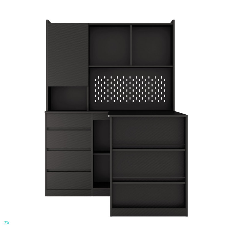 Bureau en L, bureau d'ordinateur avec tiroirs, bibliothèque, avec éclairage à DEL, bureau d'angle moderne, bureau à domicile, bureau d'écriture en L, bureau d'ordinateur de coin avec rangement