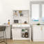 Grande armoire de rangement de cuisine avec 3 tablettes réglables, 2 tiroirs et 1 armoire à ordures inclinable, armoire de rangement décorative pour la maison