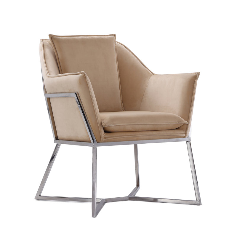 Fauteuil d'appoint rembourré Origami, Velours brun