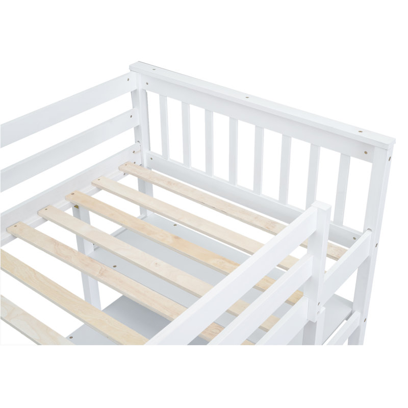 Twin Loft Bed With Desk & Shelves, Twin, White