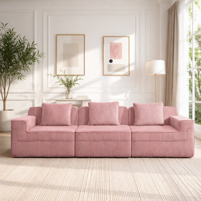 Canapé modulaire en velours côtelé 3 places sans assemblage