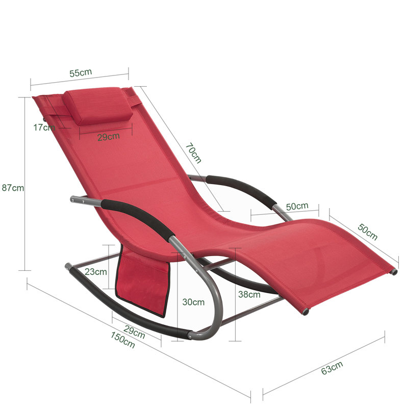 Flendersen 150cm Long Chaise Lounge Set with Cushions, Red