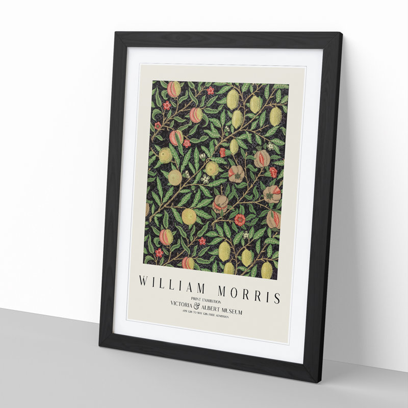 Fruit by William Morris - Single Picture Frame Print, 65cm H x 48cm W x 2cm D, Black Framed