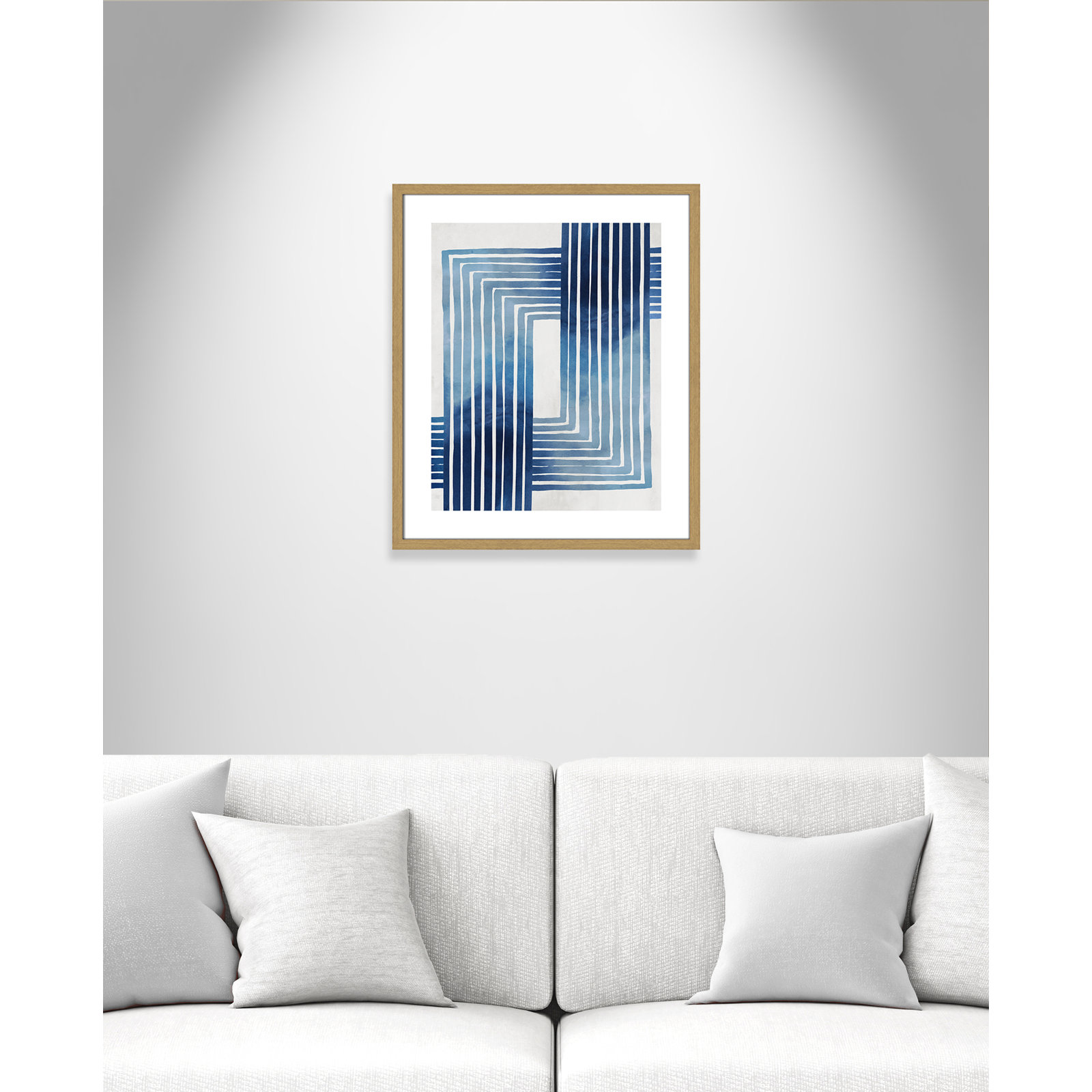 Lanny "In Unison" Painting by Eva Watts, Beige Wood Framed Paper, 25.5" H x 21.5" W x 0.75" D