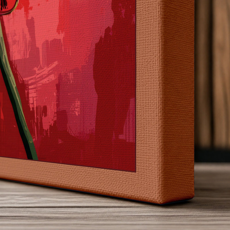 Magenta Carnation Botanical - Wrapped Canvas, 24x16 - 61.0 x 40.6 cm, Terracotta Border