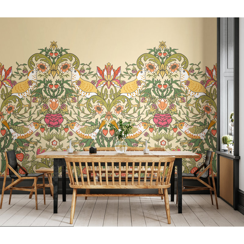 ClassicLiving Birds, Fruit And Foliage Matte Roll, Gold/Olive, 350cm L x 280cm W