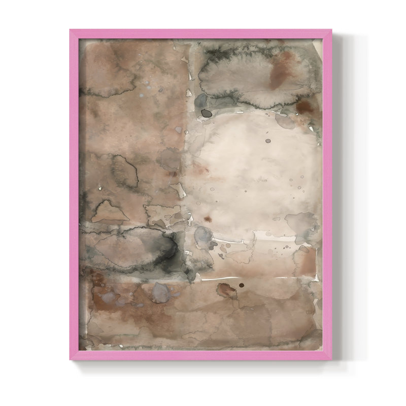 «Mud Play I», reproduction encadrée - bois massif, H 11 po x l 9 po, Rose