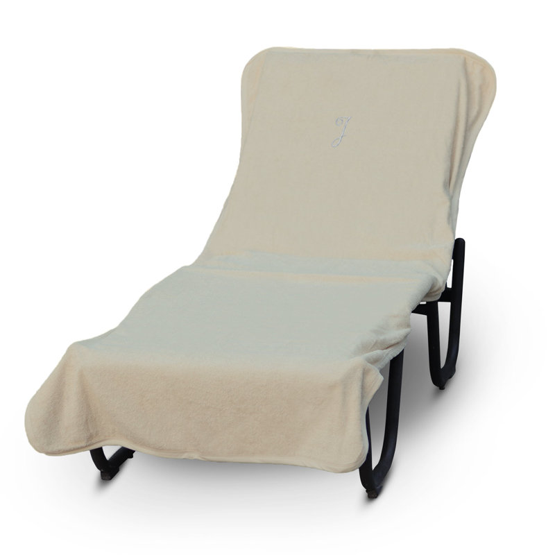 Housse pour chaise longue monogrammée - ensemble de 1 - lettre en script, Beige/Argenté, J