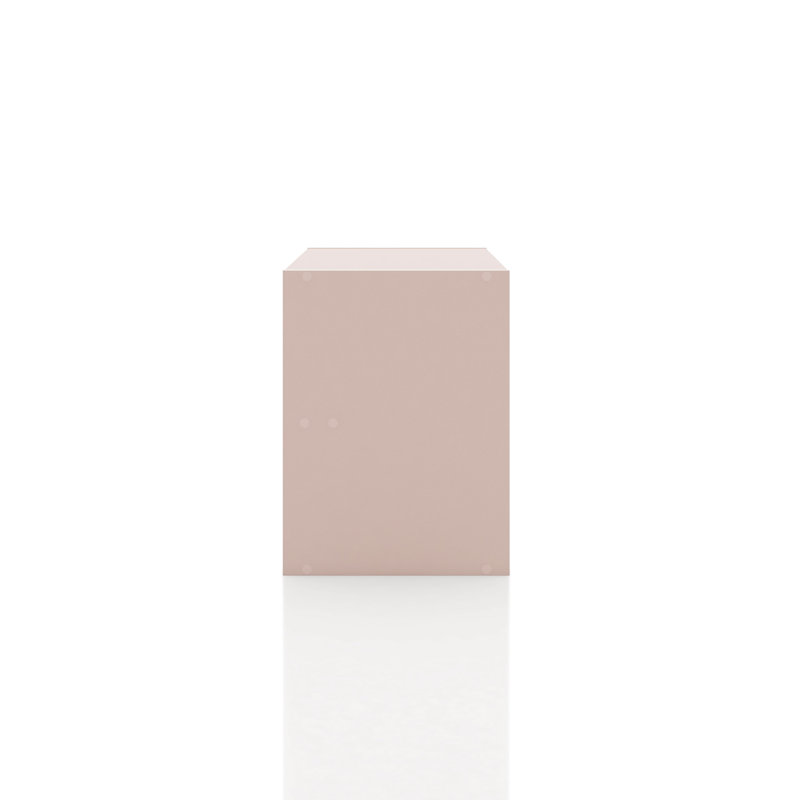 Bibliothèque de rangement en bois à 2 tiroirs Breayla H 15,7 ", Rose clair