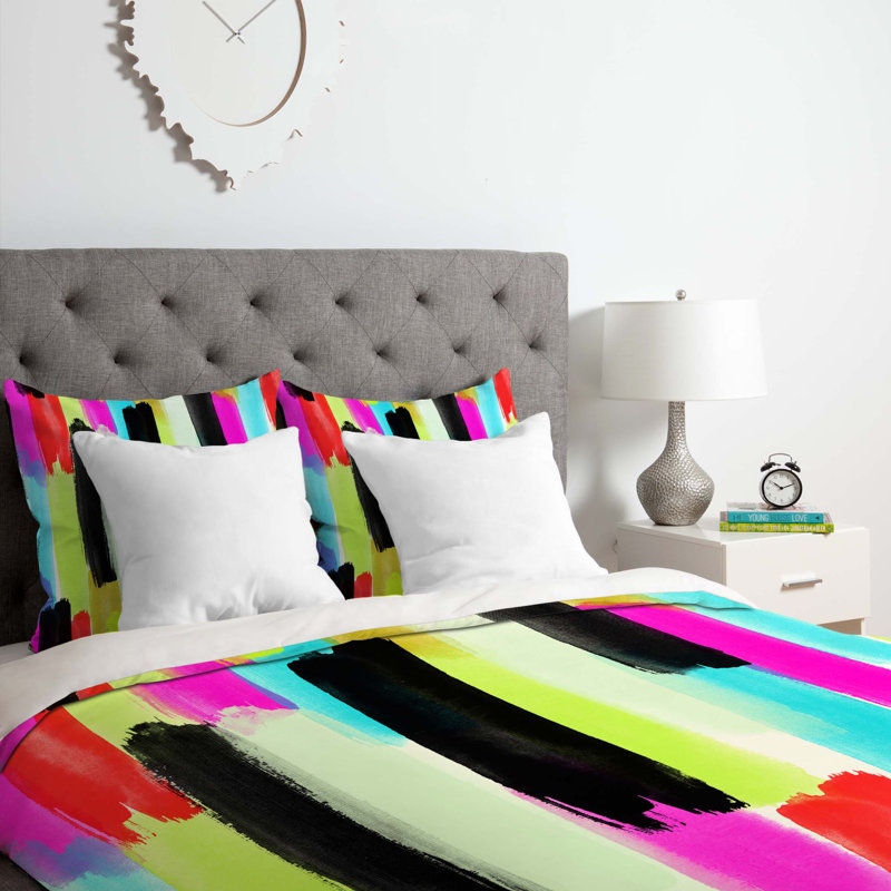 Rebecca Allen Polyester Abstract Duvet Cover, King Duvet Cover + 2 King Shams