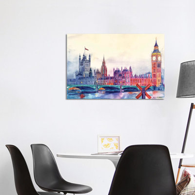 Sunset In London I - Wrapped Canvas Painting