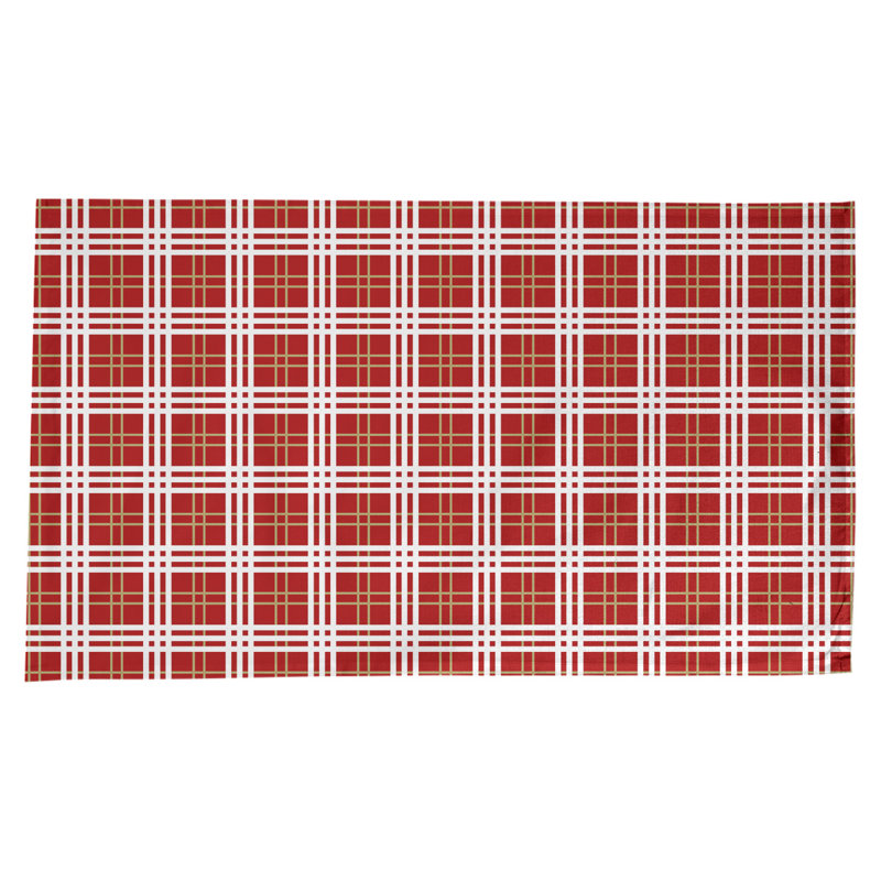 Nappe en mélange de coton à carreaux, Rouge / or / blanc
