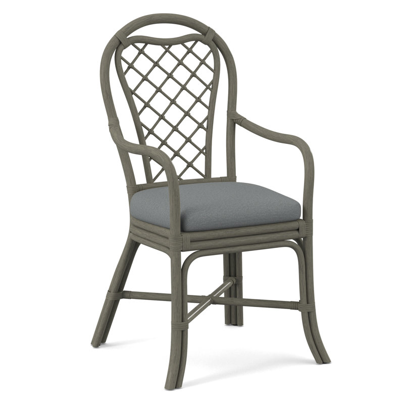 Trellis Dining Arm Chair, Greystone, Light Blue Performance Fabric; 0851-55