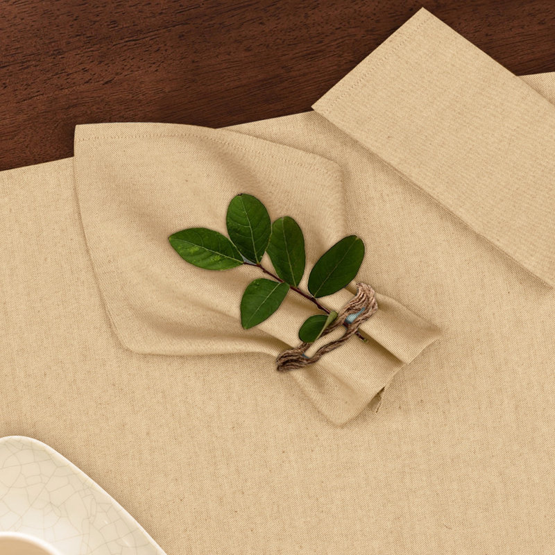 Poly Cotton Square Cloth Napkins Chambray Fabric, Honey