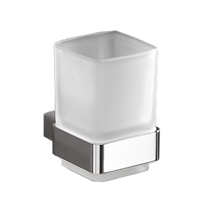 Polished Chrome and Frosted Glass Wall Mounted Toothbrush Holder