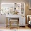 Bureau de coiffeuse avec miroir et lumières DEL, bureau de coiffeuse avec miroir éclairé coulissant, station de charge-2087127110