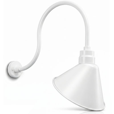 12 po Enseigne lumineuse à col de cygne et abat-jour à angle noir satiné de 24 po Long bras d'extension - Applique murale de style campagnard, rétro, style antique - Homologué UL - Ampoule DEL A19 9W 900lm (blanc froid 5000K)