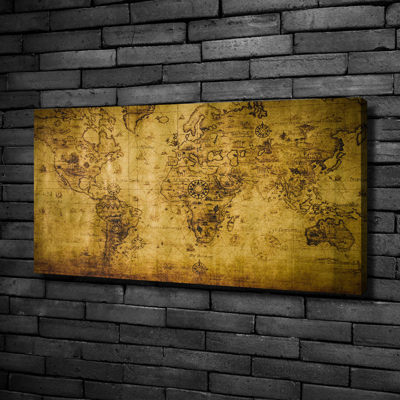 Old Map Of The World - No Frame Print on Canvas